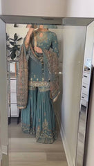 Presenting  Sequence Work Teal blue color Palazzo Suit with Dupatta