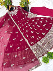 Superhit Embroidery Sequence Work Maroon color Gown
