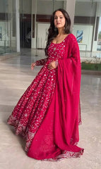 Fantastic Faux Blooming Red Color Gown