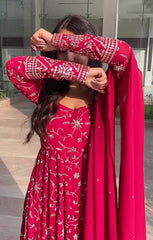 Fantastic Faux Blooming Red Color Gown