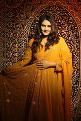 Mesmerizing Blooming Embroidered Work Masterd Color Gown