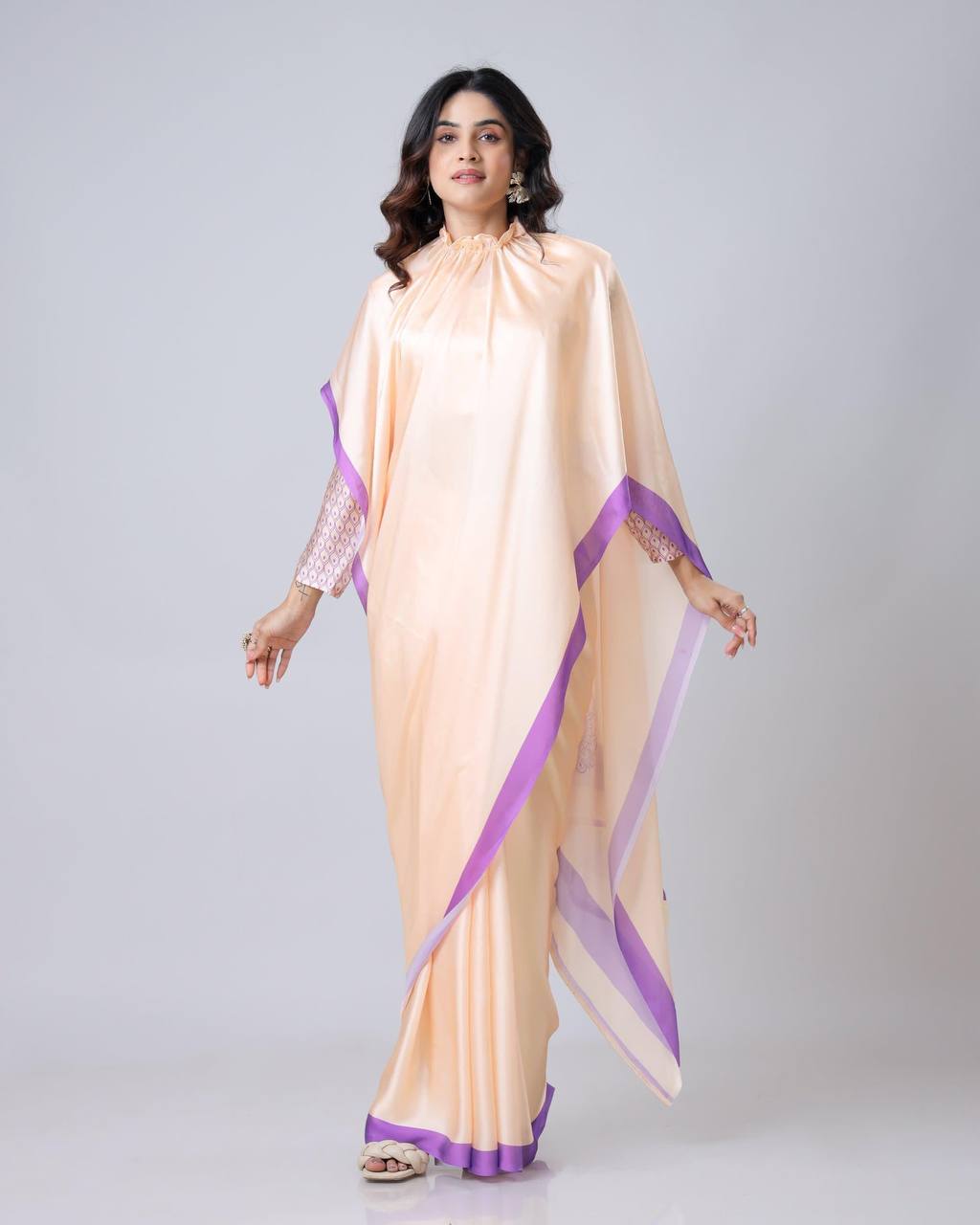Embellished  Japan Satin Light Pink Color Ready To wear Saree