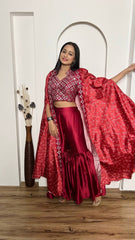 indowestern Pink Color Sharara suit with digital print Koti