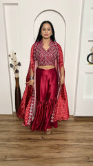 indowestern Pink Color Sharara suit with digital print Koti