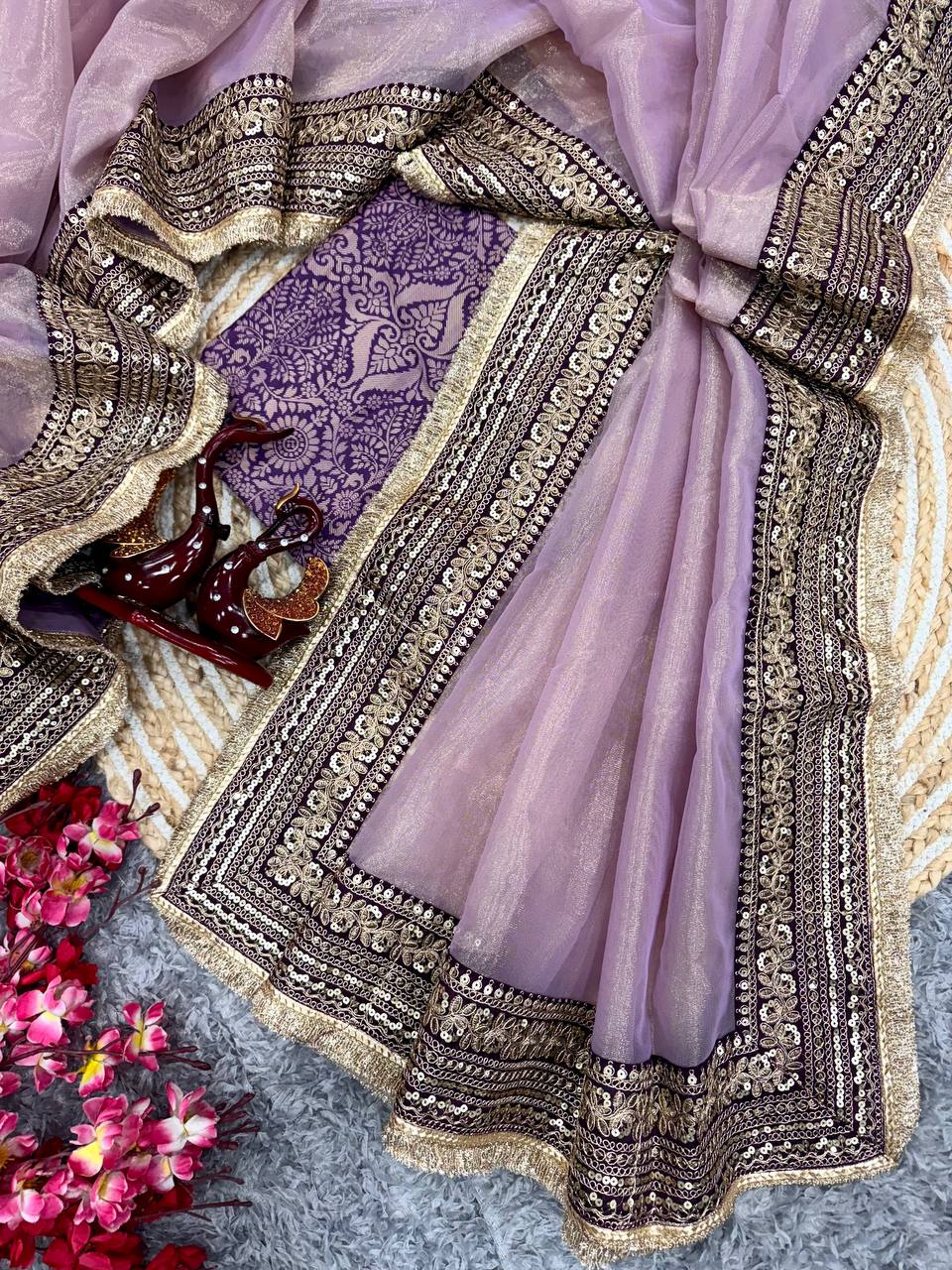 Beautiful Soft Twil net Purple color saree