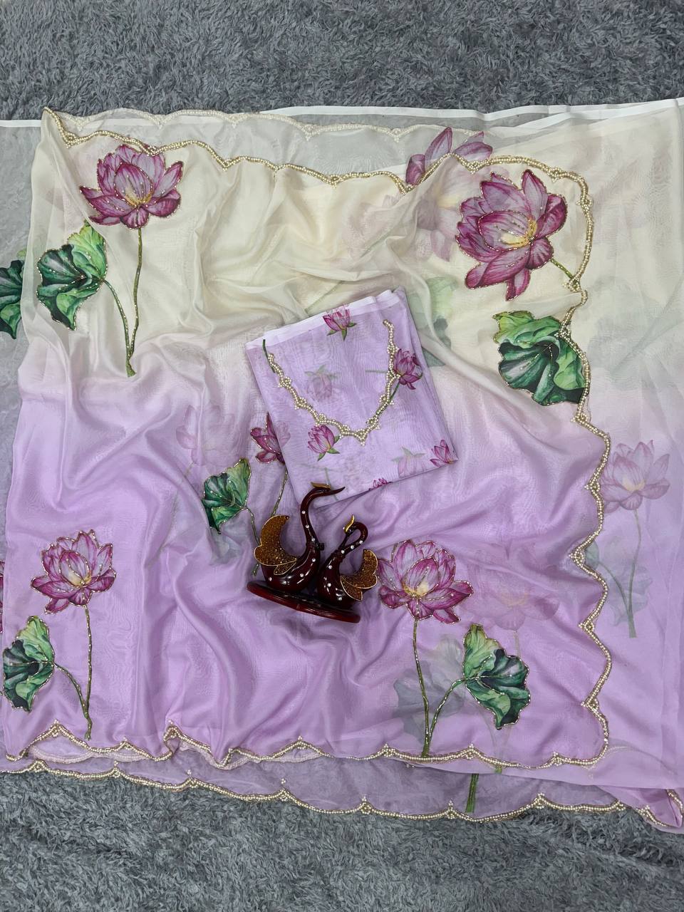 Preferable Soft Organza Purple Color Designer Saree