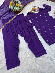 Demanding Purple Color Dhoti Suit With Dupatta