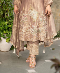 Ravishing Fandy Silk  Beige Color Embroidery Work Salwar Suit