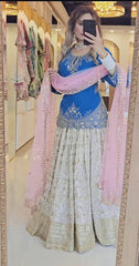 Punjabi Style White Color Chinon silk Sequence Work Lehenga With Top With Dupatta