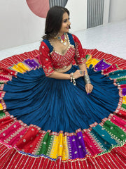 Unique Pure Cotton Navratri  Special Embroidery Sequence Work Red Color Chaniya Choli