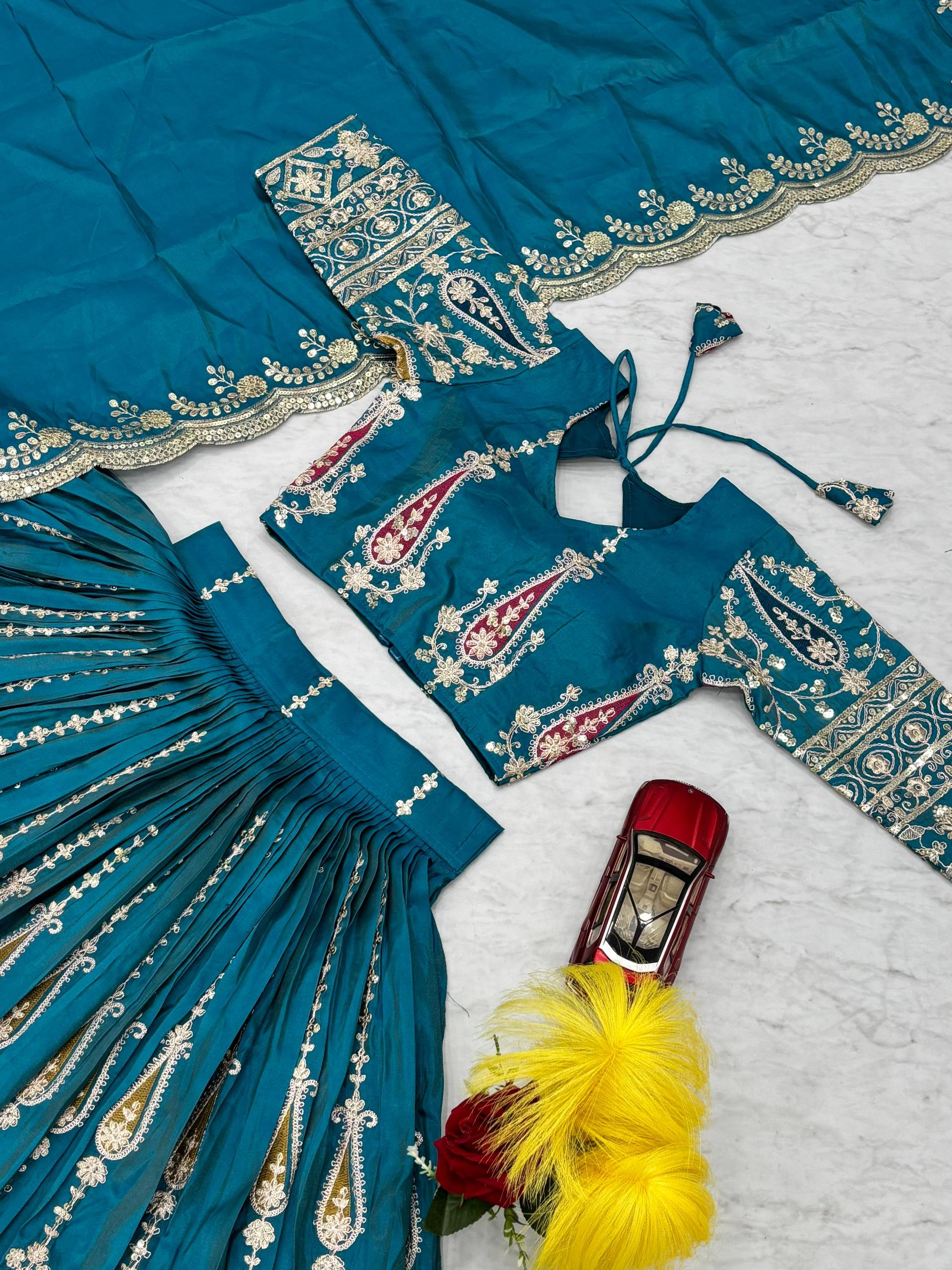 Ravishing Teal Green Simmer Sequence Lehenga Choli