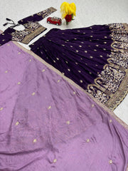 Marvelous Purple Vichitra Silk Embroidery Lehenga Choli