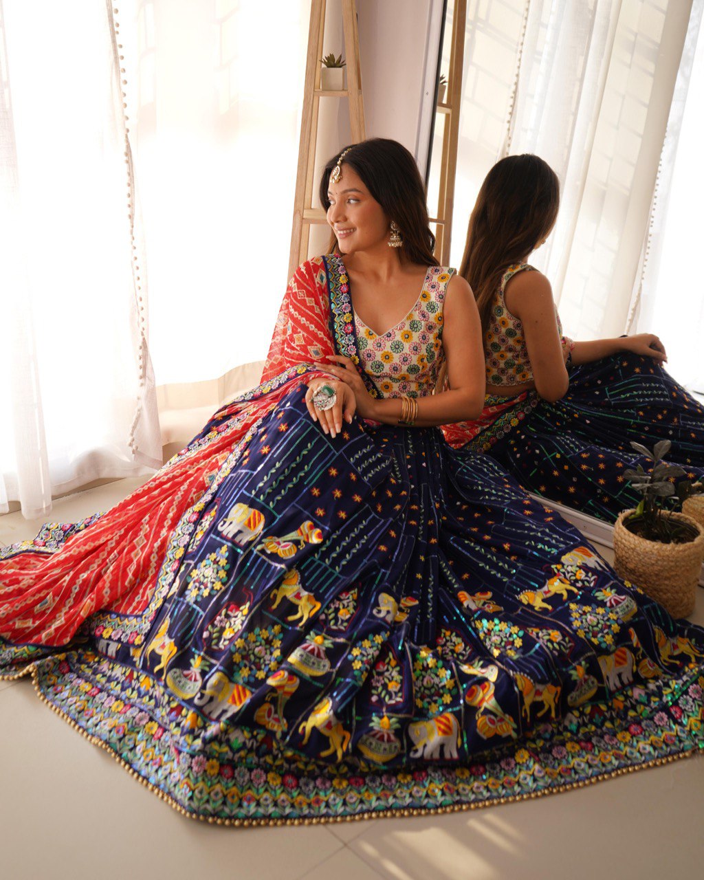 Trendy Blue Georgette Thread Work Lehenga Choli