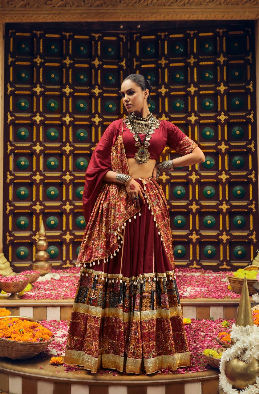 Ravishing Teal Blue Rayon With Foil Print Lehenga Choli