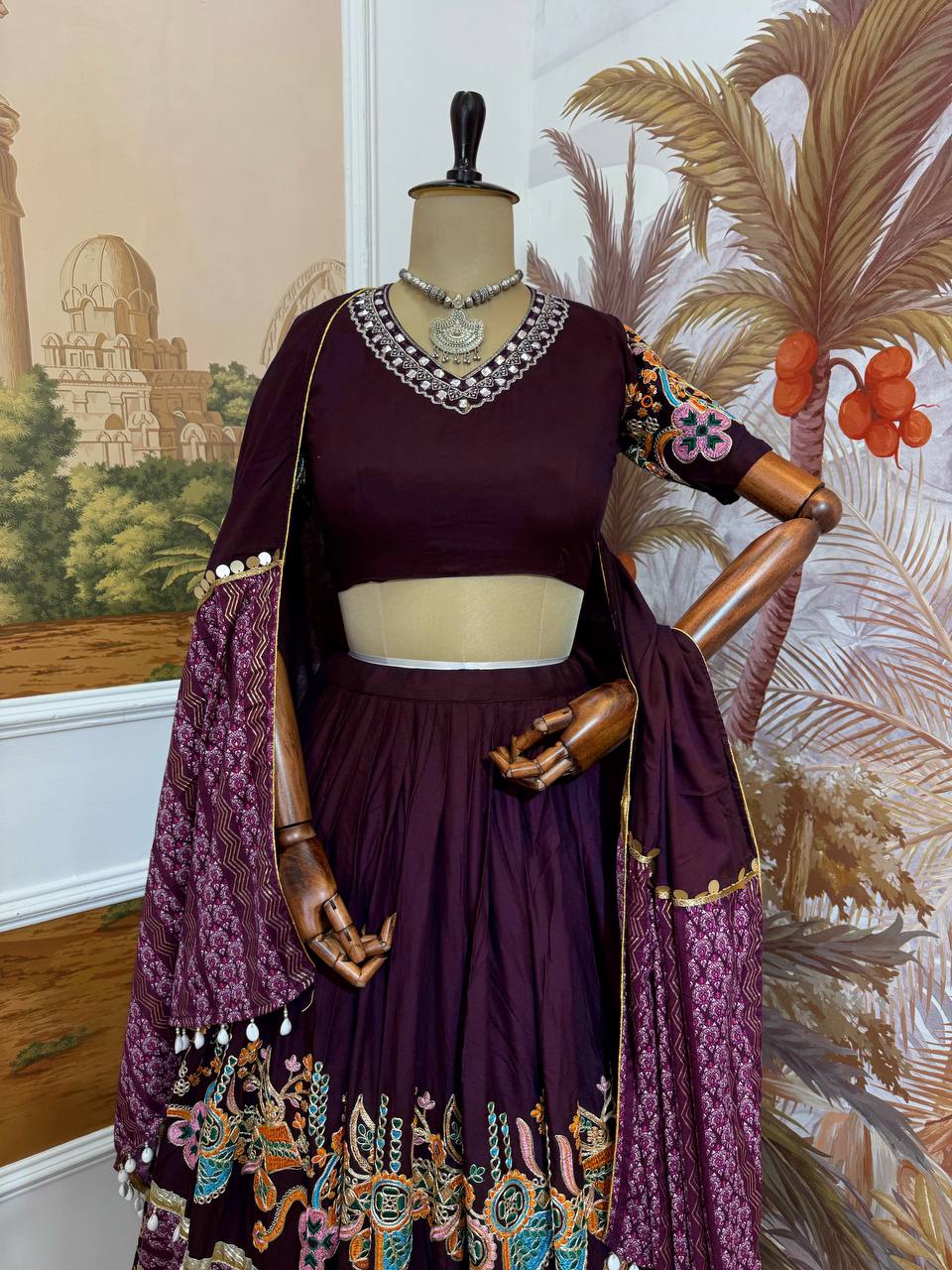 Ravishing Teal Blue Rayon With Foil Print Lehenga Choli
