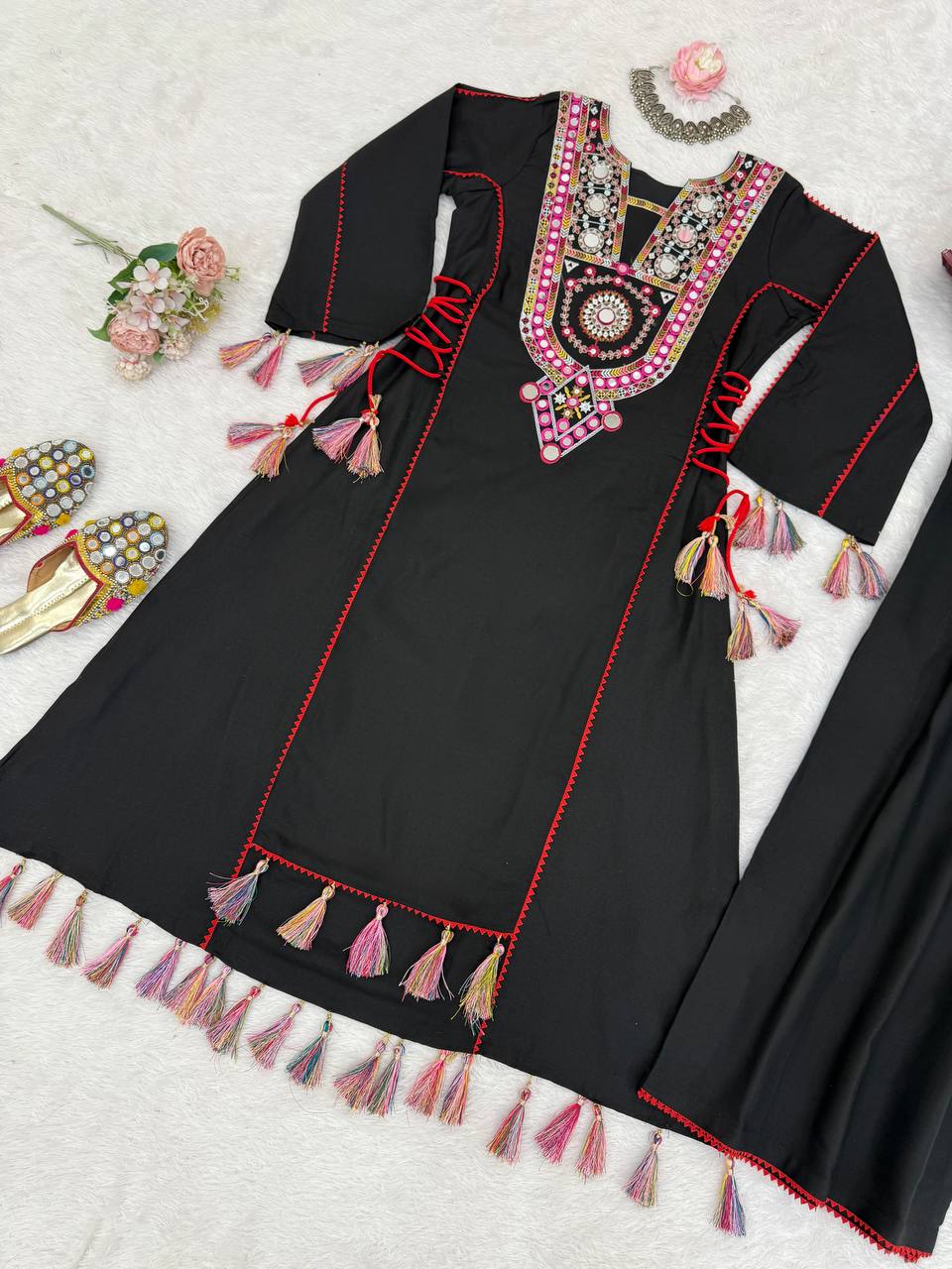 Trendy White Reyon Thread Work Palazzo Suit