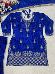 Trendy Mustard Chinon Silk Sequence Work Sharara Suit