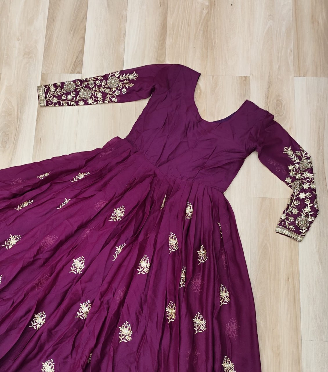 Lovely Pink Georgette Embroidery Work Gown