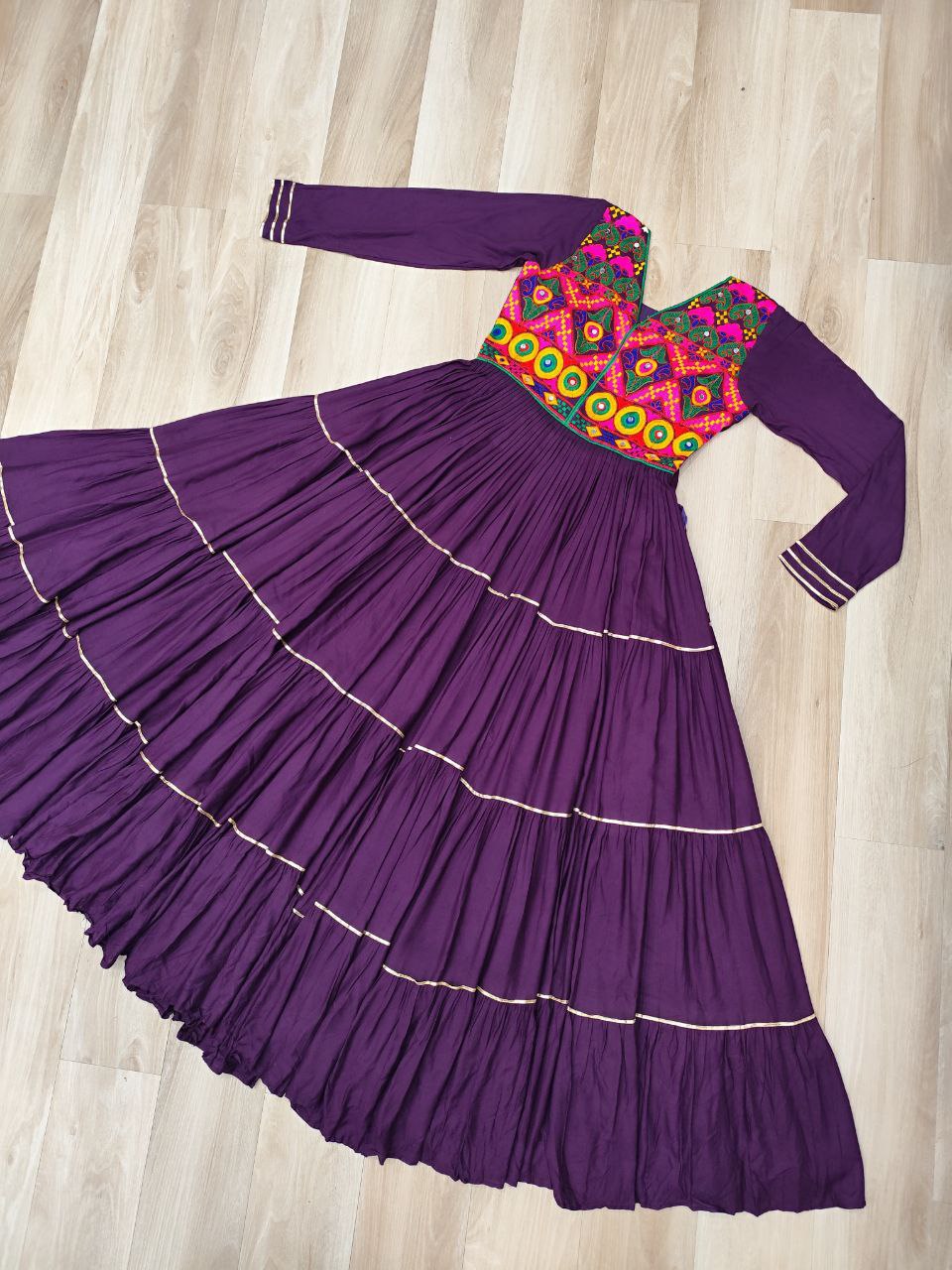 Ravishing Navy Blue Reyon Embroidered Gown