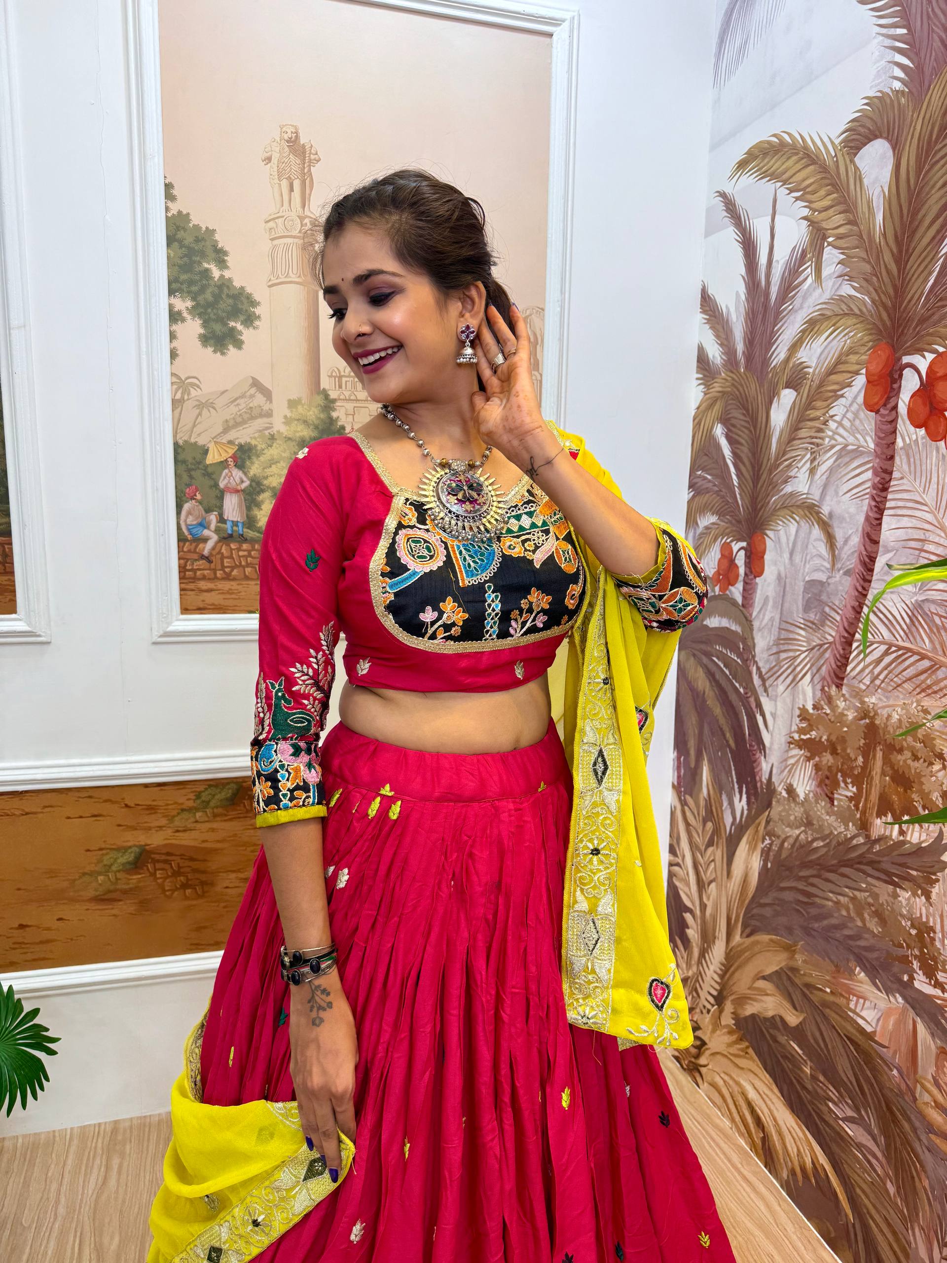 Lovely Black Rayon Embroidery Work Lehenga Choli