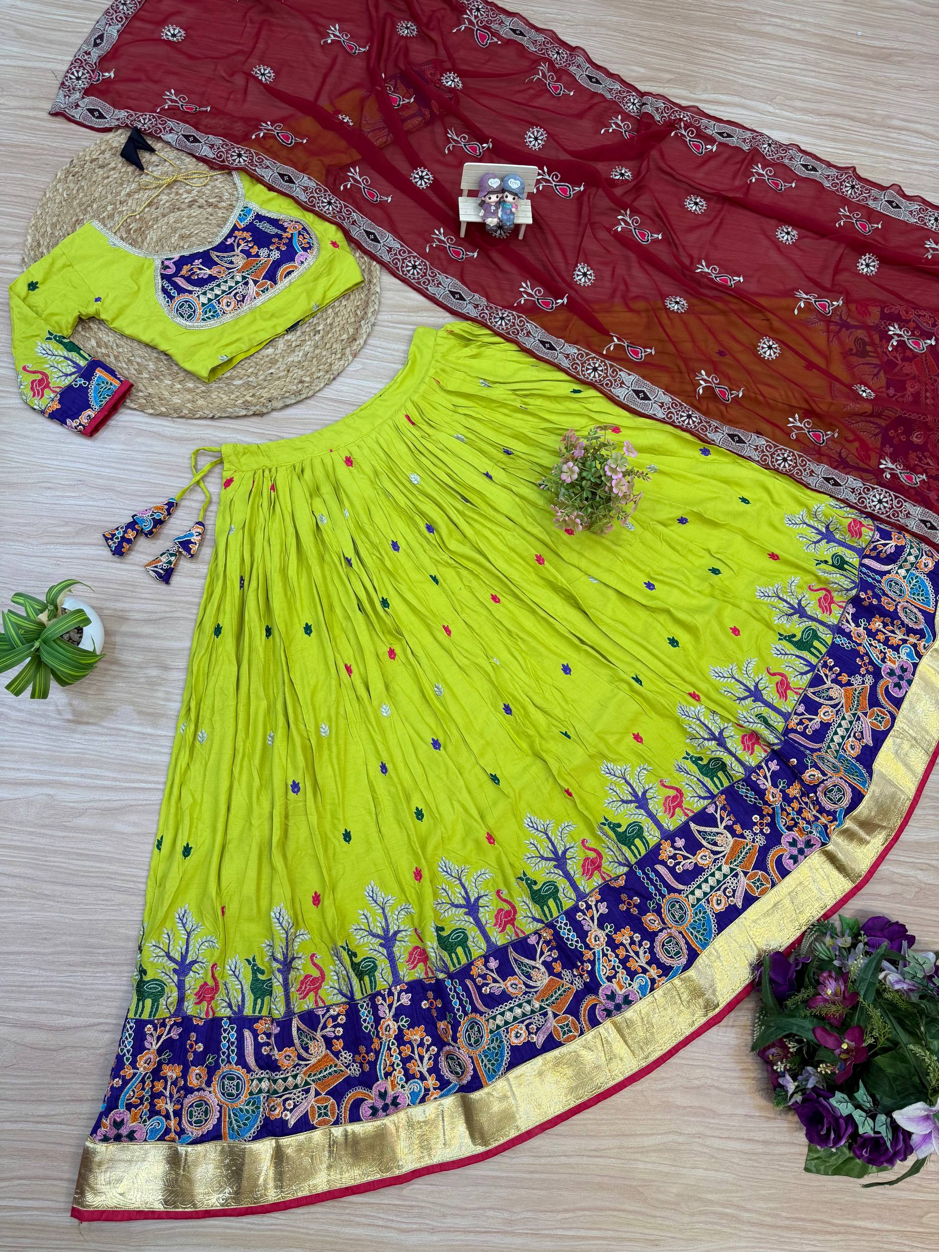 Lovely Black Rayon Embroidery Work Lehenga Choli