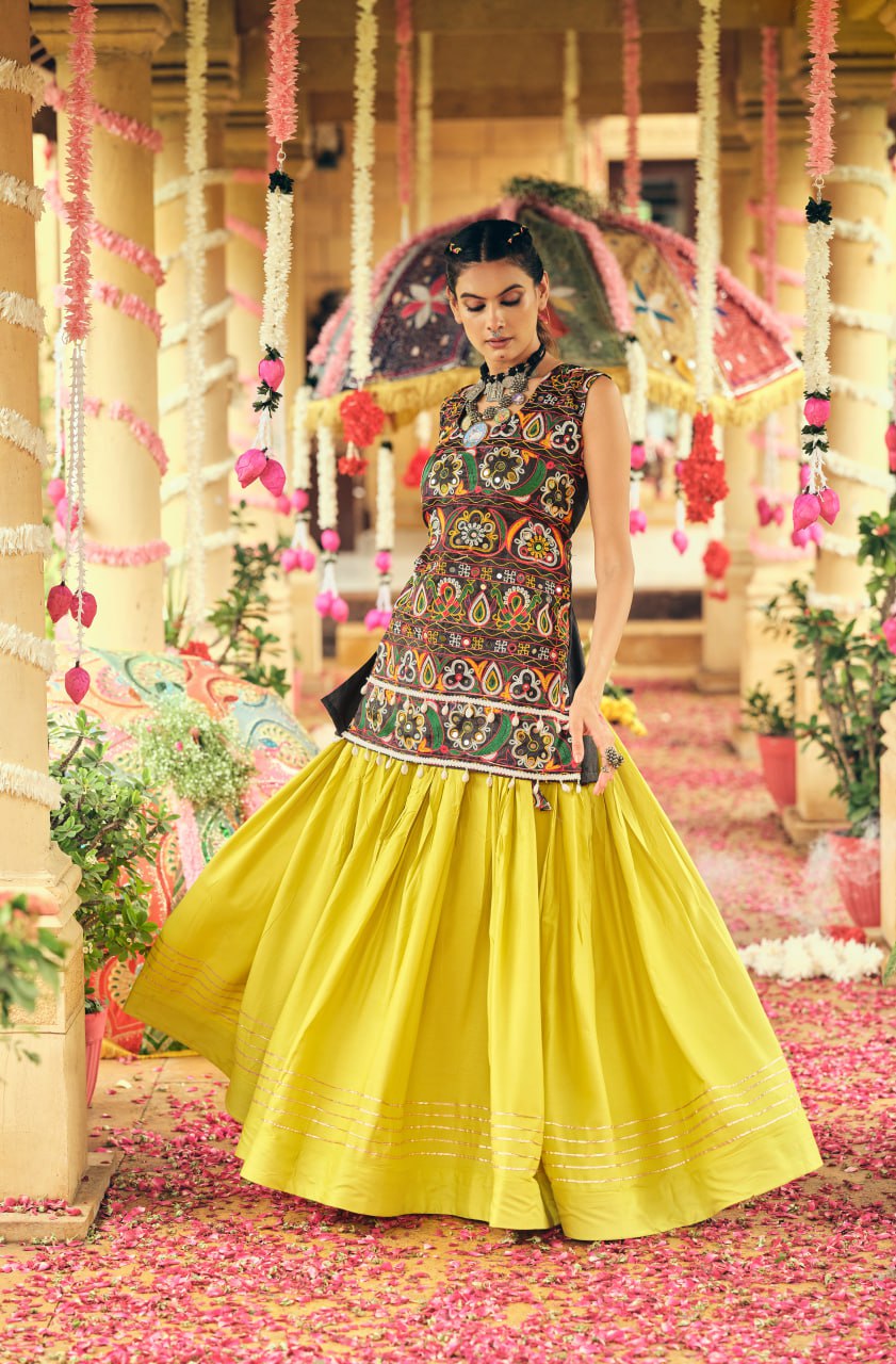 Lovely Black Rayon Ribbon Work Lehenga Choli For Navratri