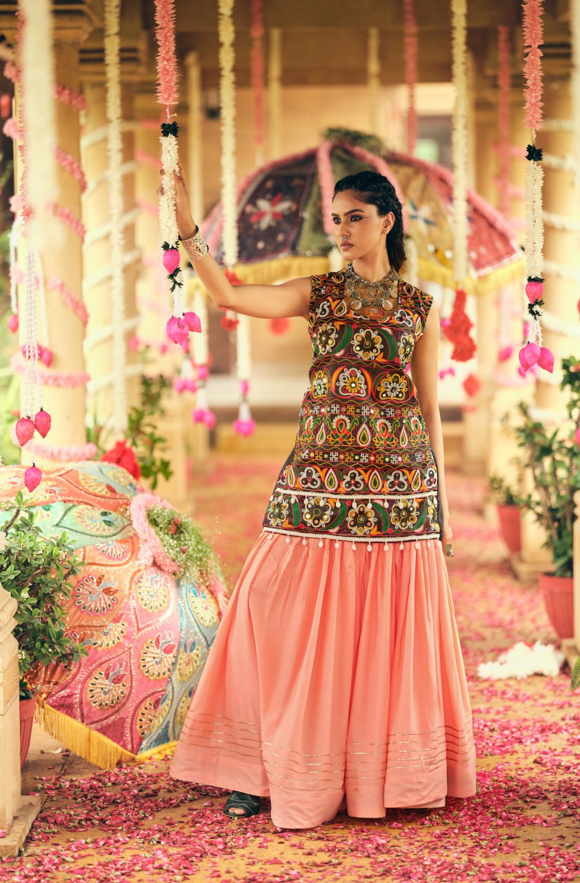 Lovely Black Rayon Ribbon Work Lehenga Choli For Navratri