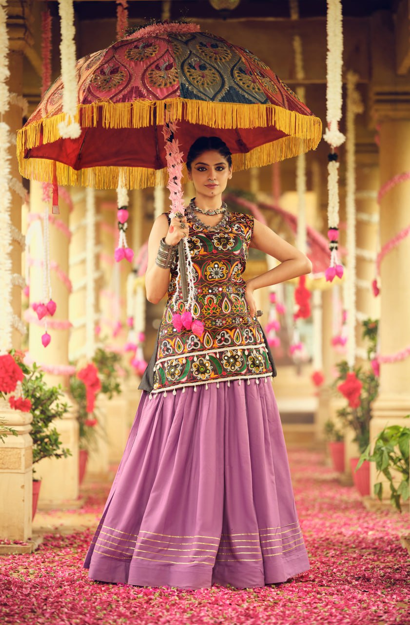Lovely Black Rayon Ribbon Work Lehenga Choli For Navratri