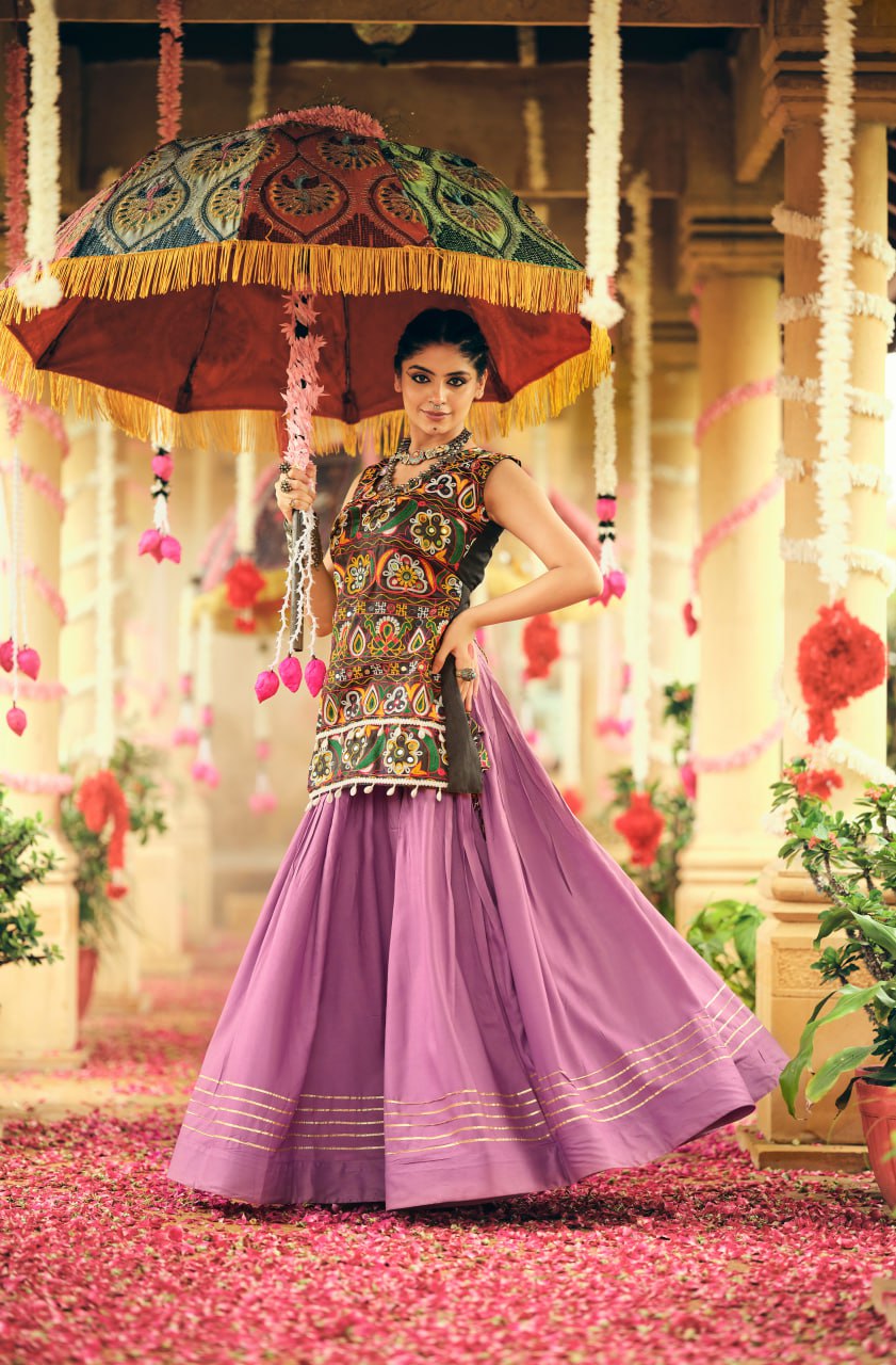 Lovely Black Rayon Ribbon Work Lehenga Choli For Navratri