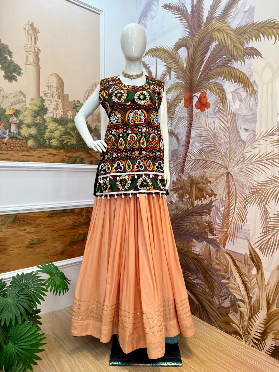 Lovely Black Rayon Ribbon Work Lehenga Choli For Navratri
