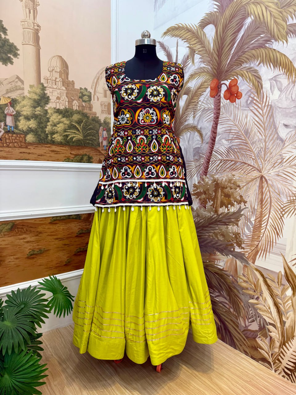 Lovely Black Rayon Ribbon Work Lehenga Choli For Navratri