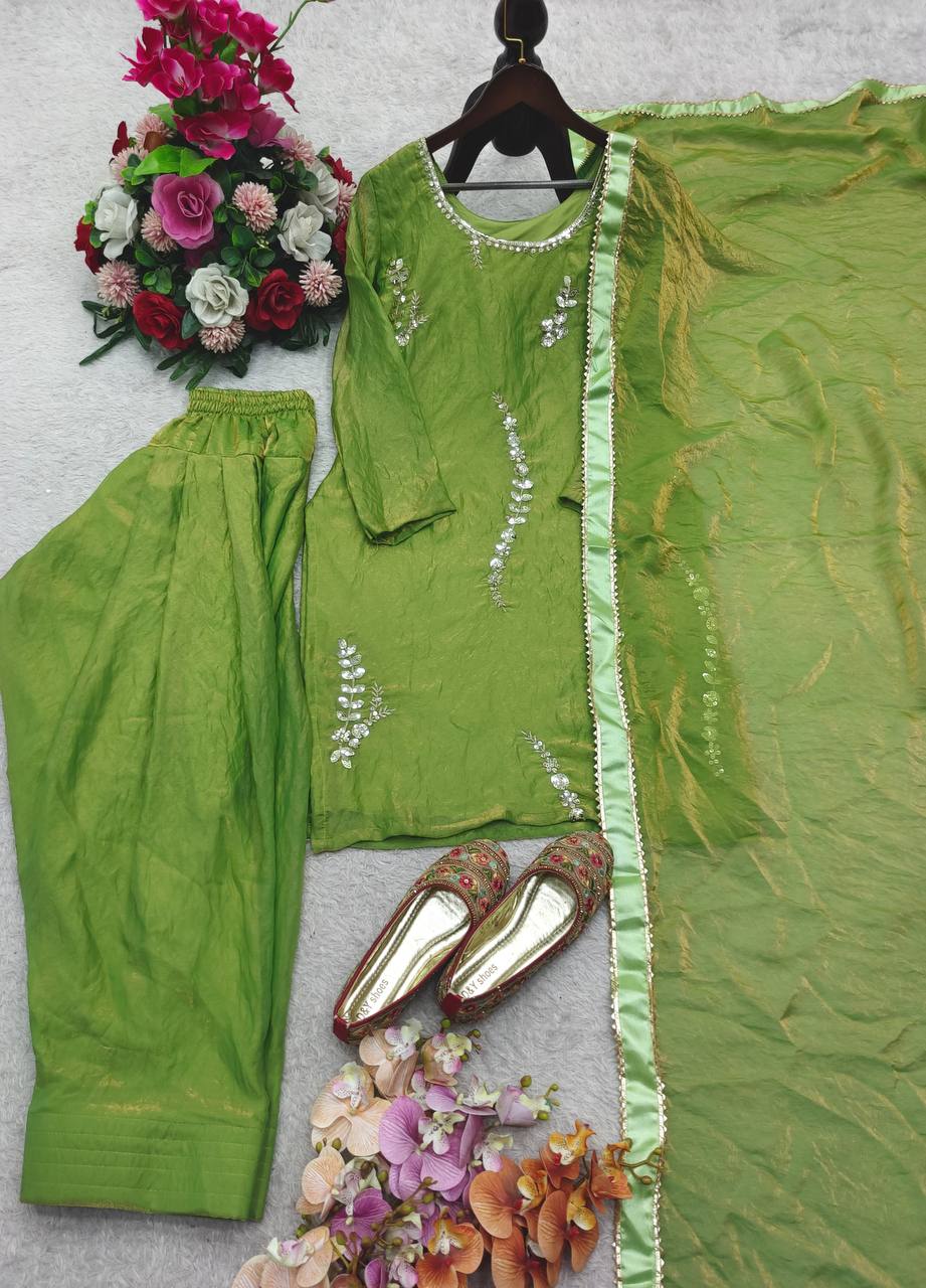 Designer Pink Fendy Silk Sequence Work Farshi Suit