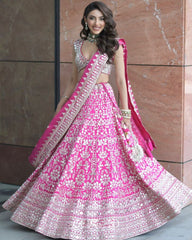 Gorgeous Pink Georgette Thread Work Lehenga Choli