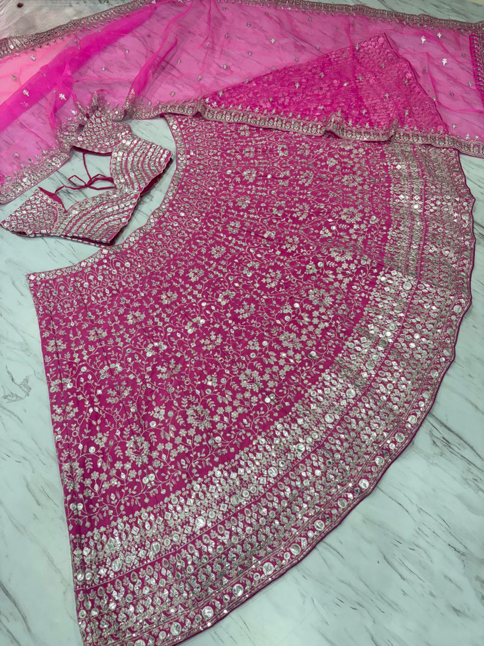 Gorgeous Pink Georgette Thread Work Lehenga Choli