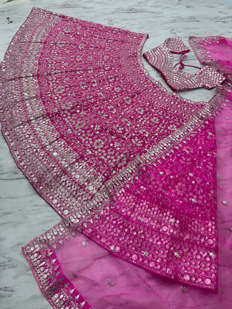 Gorgeous Pink Georgette Thread Work Lehenga Choli