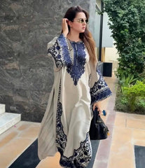 Ravishing White Georgette Embroidery Palazzo Suit