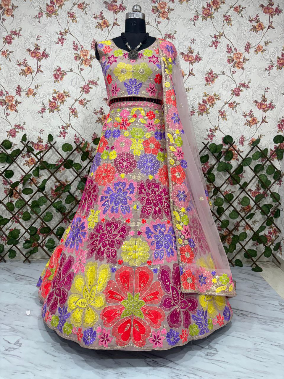 Ravishing Multicolor Georgette Thread Work Lehenga Choli