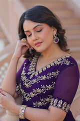 Glorious Purple Blooming Work Gown