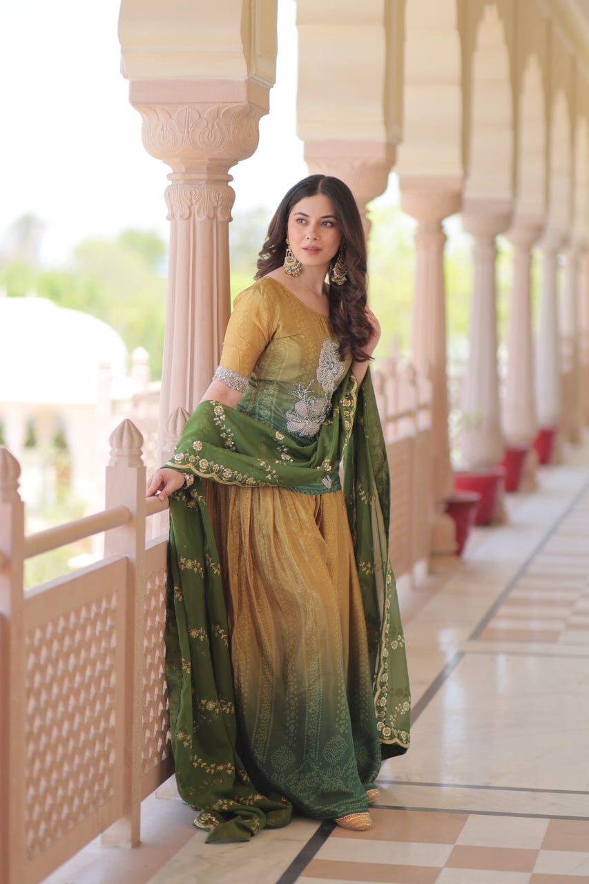 Trendy Pink Chinon Beads Embroidered Sharara Suit