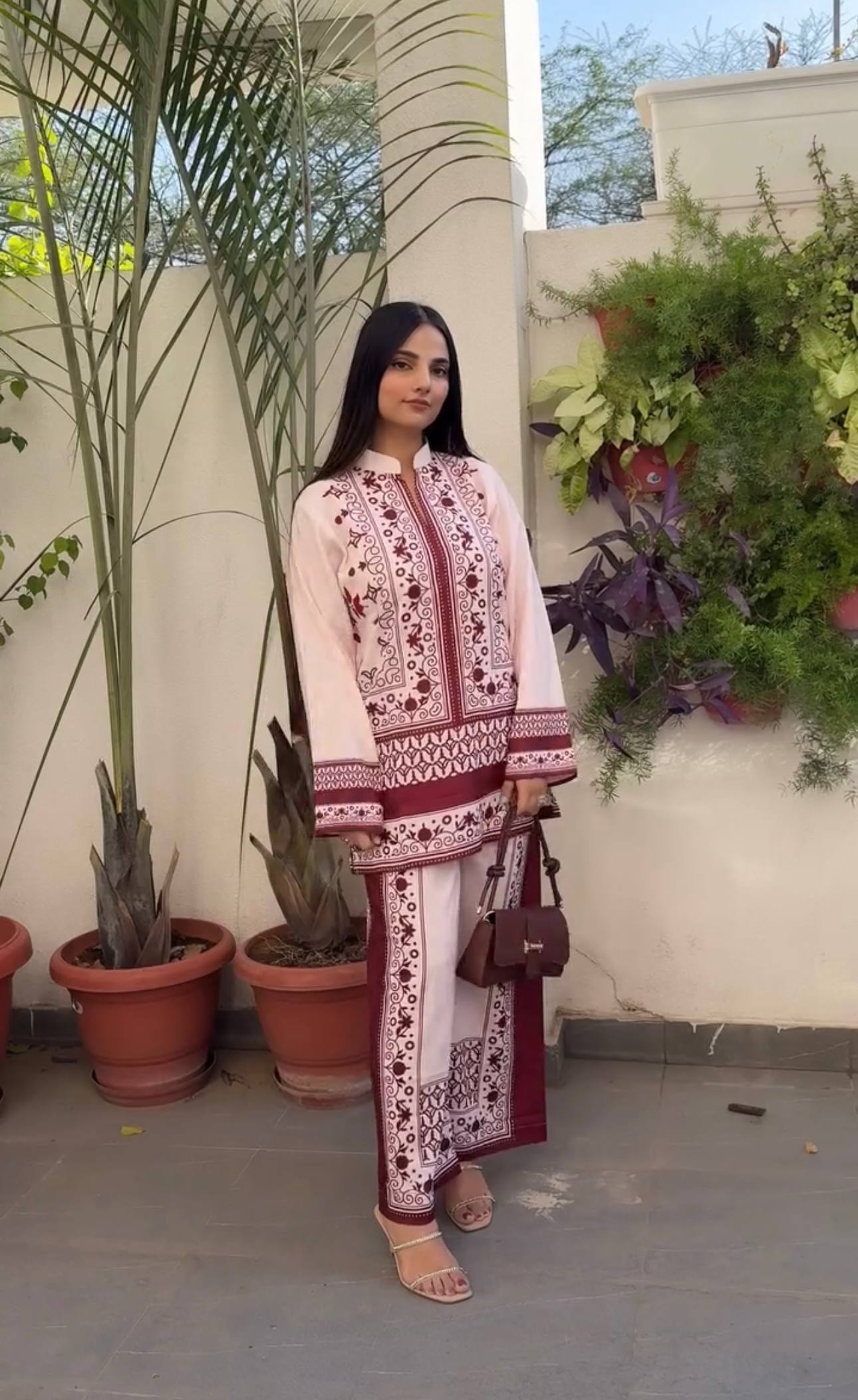 Trendy Red Satin Digital Print Co-ord Set