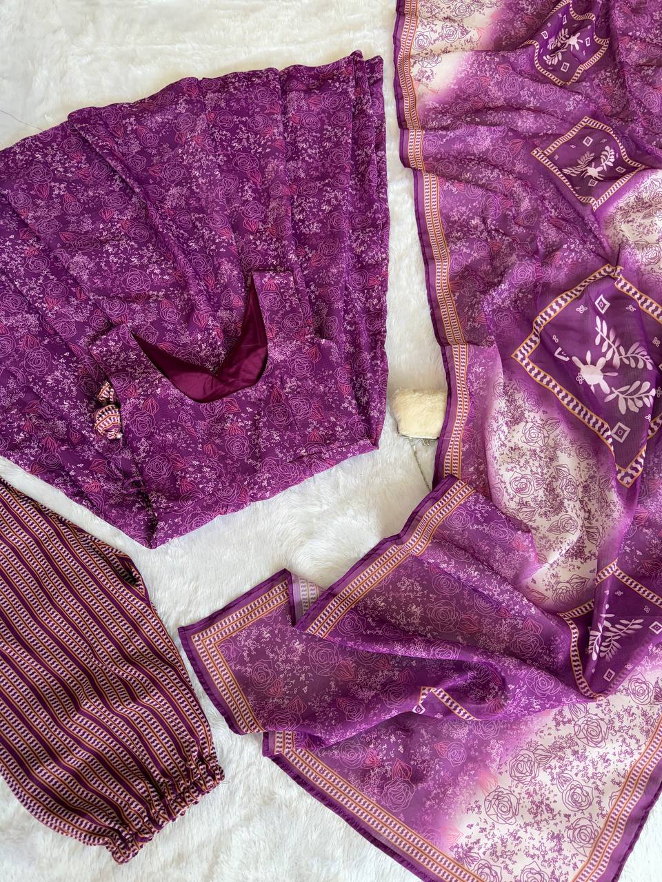Trendy Purple Cotton Digital Work Anarkali Suit