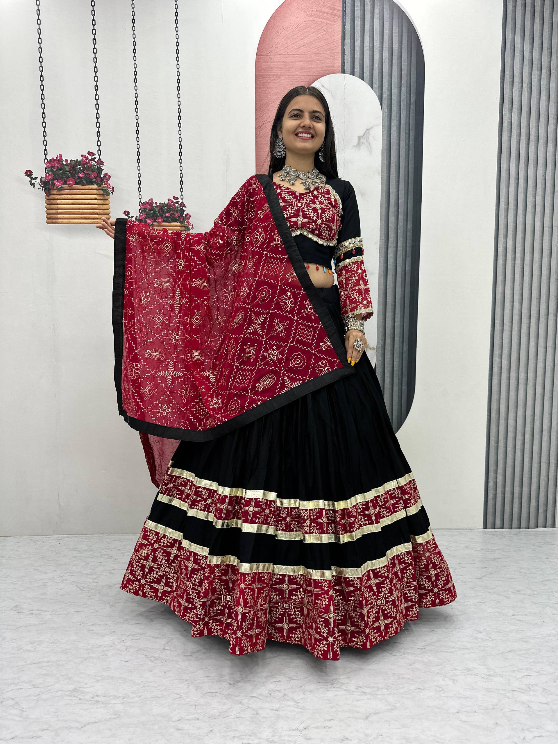 Daisy Mustard Cotton Embroidery Work Lehenga Choli