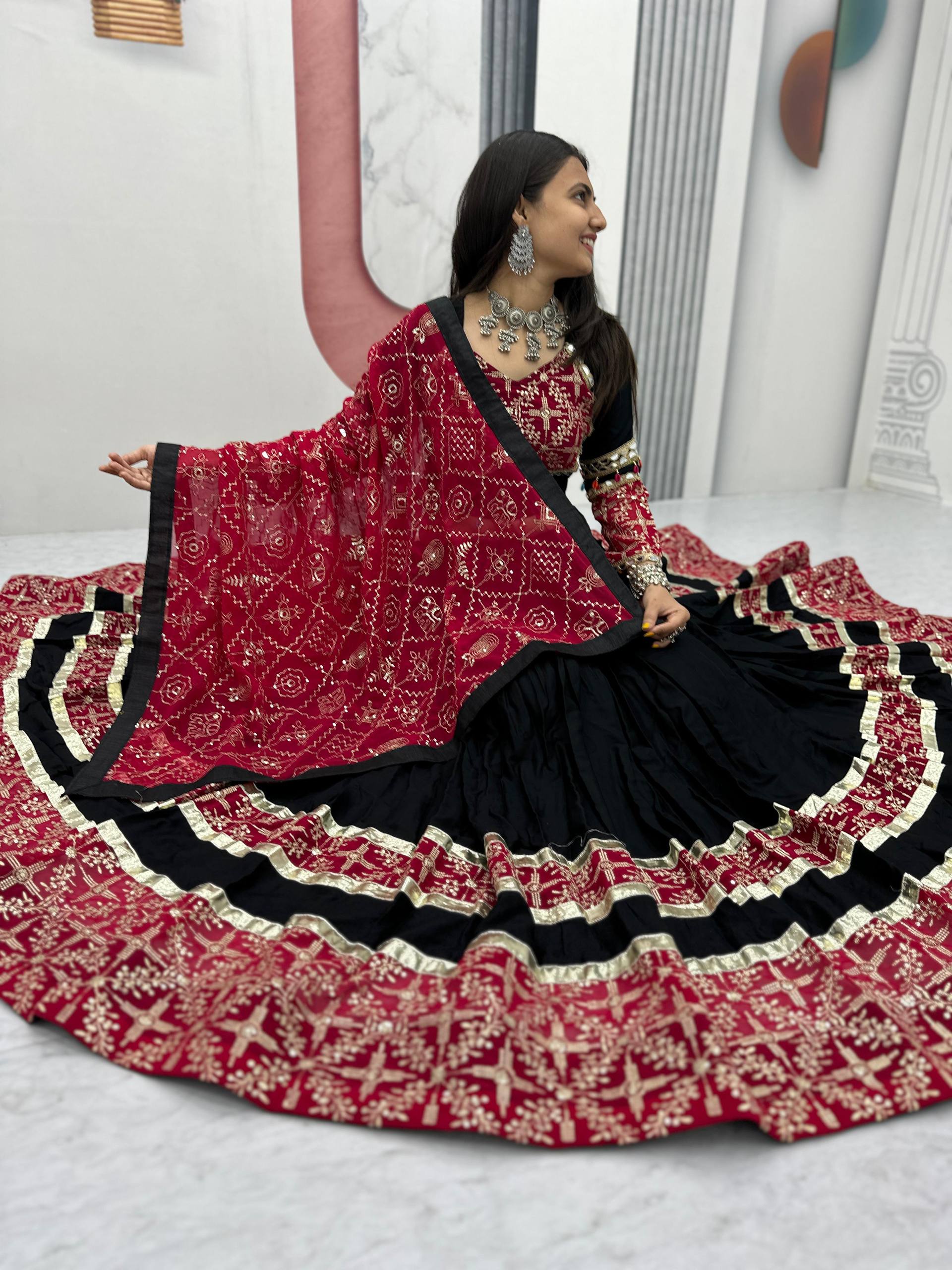 Daisy Mustard Cotton Embroidery Work Lehenga Choli