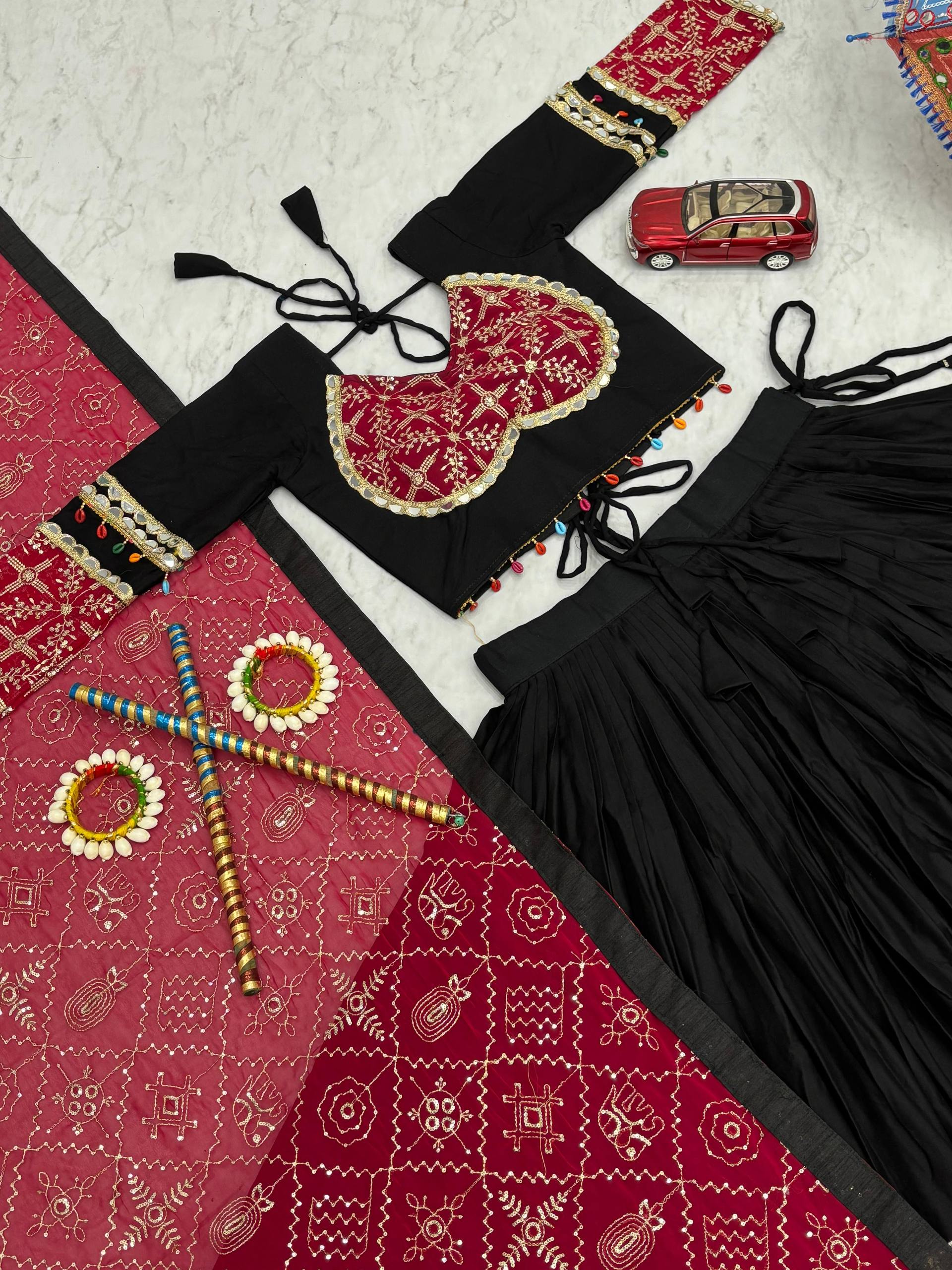 Daisy Mustard Cotton Embroidery Work Lehenga Choli