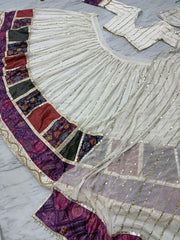 Lovely White Georgette Digital Print Lehenga Choli