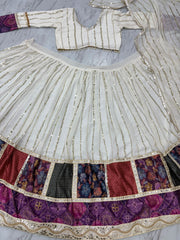 Lovely White Georgette Digital Print Lehenga Choli