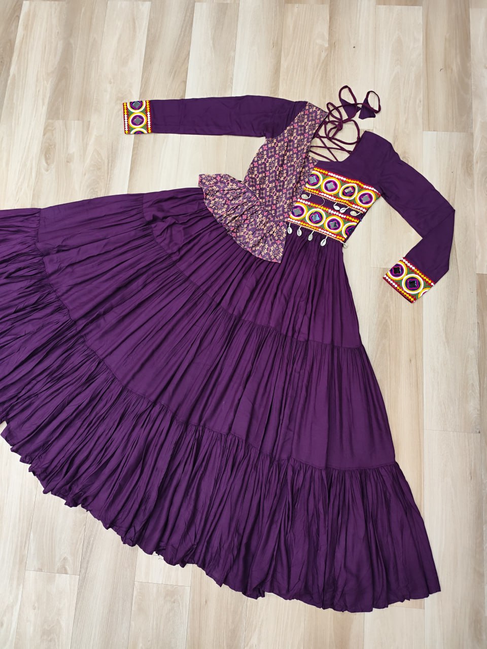 Amazing Pink Rayon Kutchi Work Gown