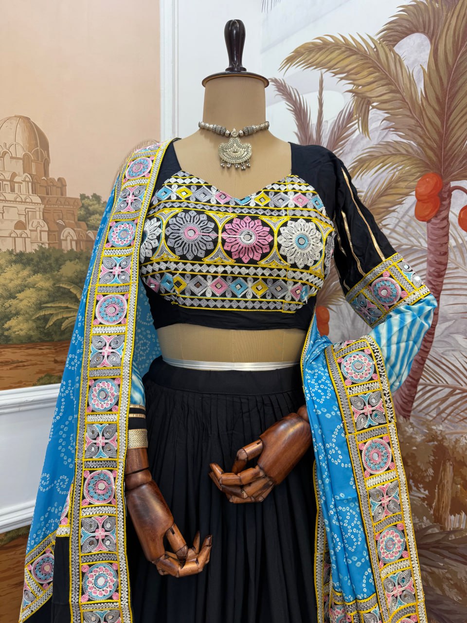 Lovely Black Rayon Embroidery Work Lehenga Choli For Navratri Wear