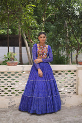 Awesome Pink Georgette Embroidered Lehenga Choli For Garba
