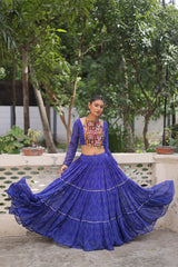 Awesome Pink Georgette Embroidered Lehenga Choli For Garba